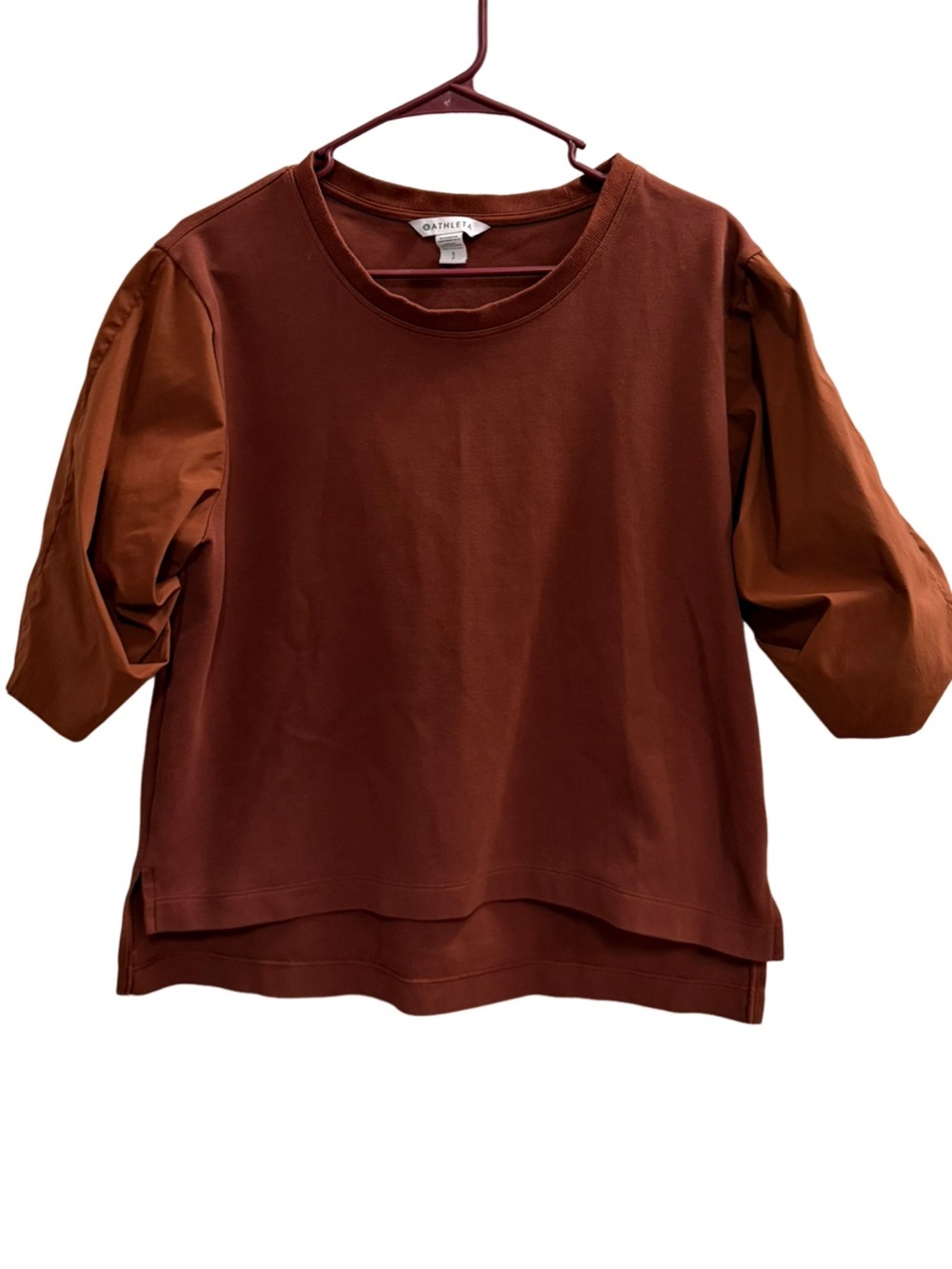 ATHLETA Harlow Hybrid Tee Ancient Mahogany Size Small - Picture 2 of 6